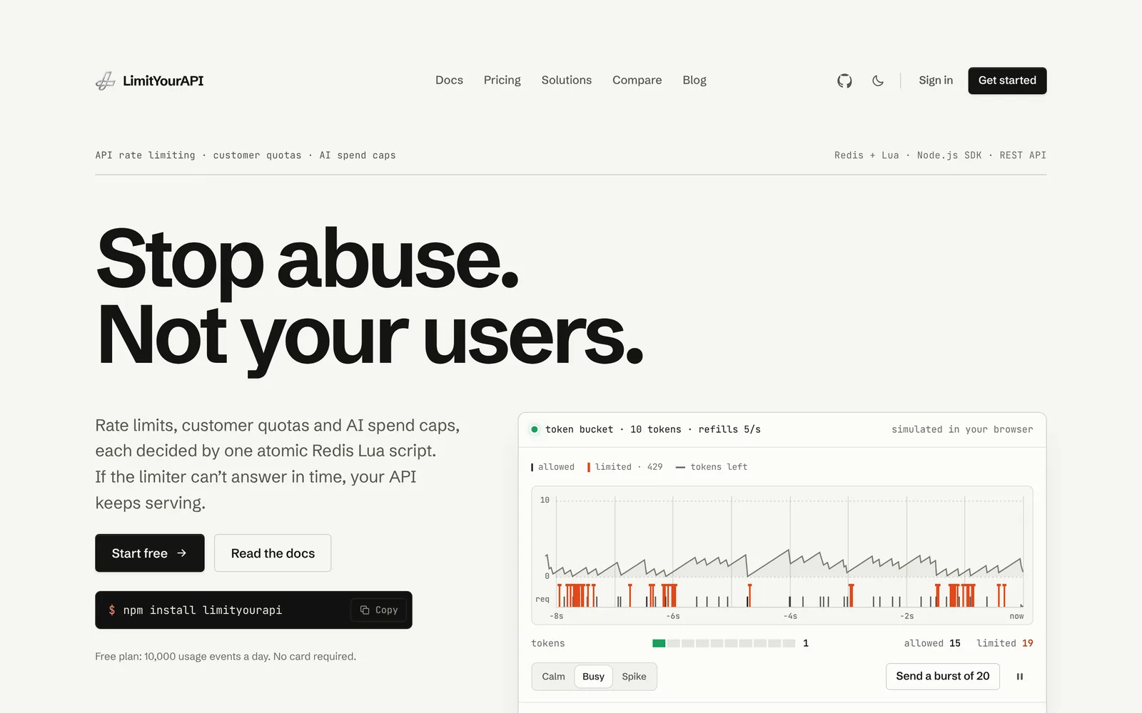 LimitYourAPI: API rate limiting SaaS, built end to end.