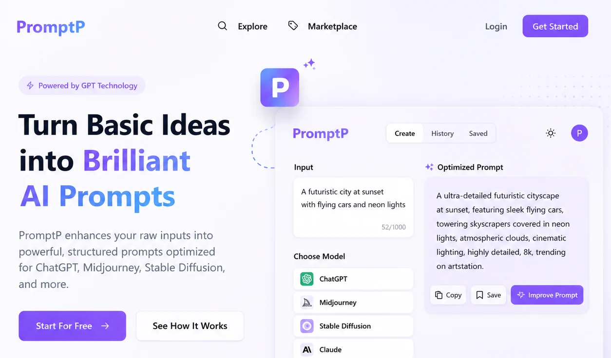 PromptP: Turns a short prompt into a structured one.